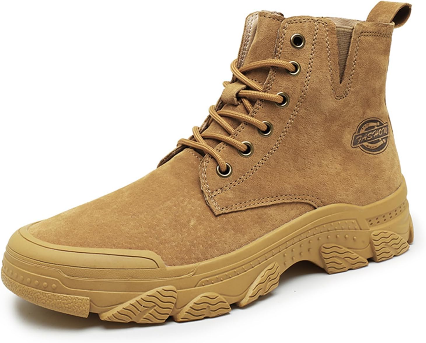 

Мужские ботинки Chukka на шнуровке из замшевой кожи с высокой подошвой, удобные, с круглым носком, противоскользящей толстой резиновой подошвой, для активного отдыха, походов, прогулок, вождения, охоты и кемпинга Tengfeifly, желтый