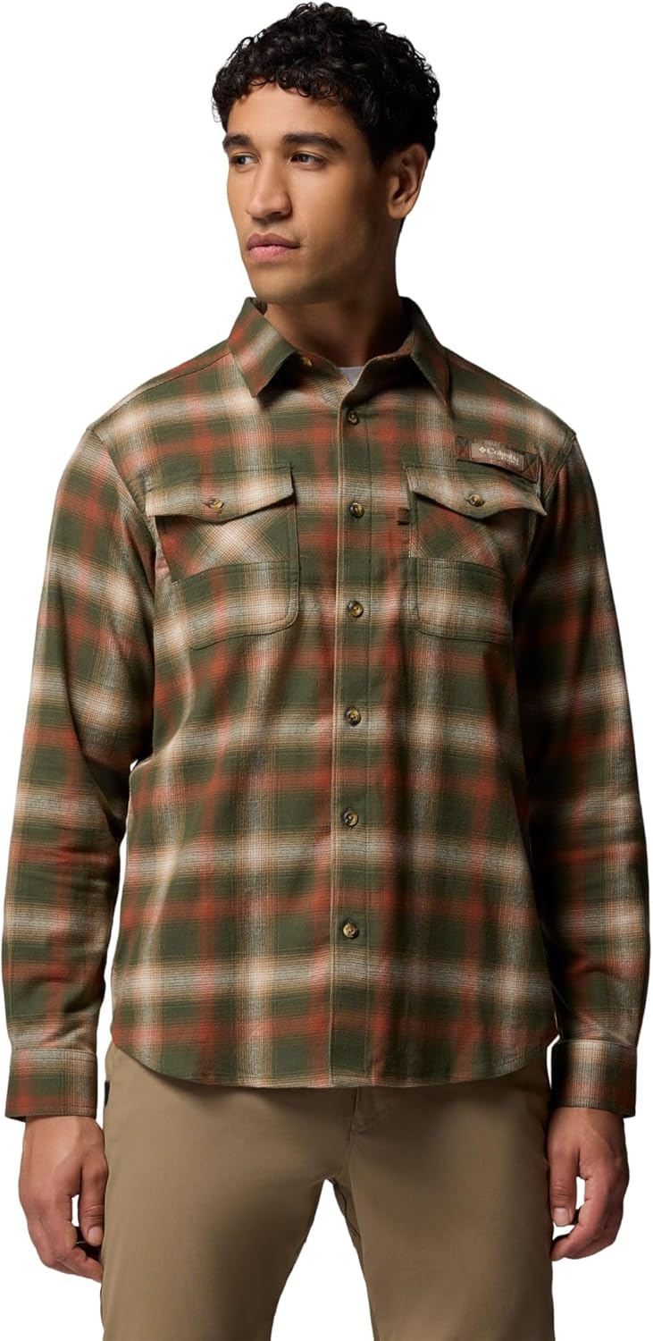 

Columbia мужская фланелевая рубашка Roughtail Stretch с длинным рукавом, Surplus Green Tracking Check