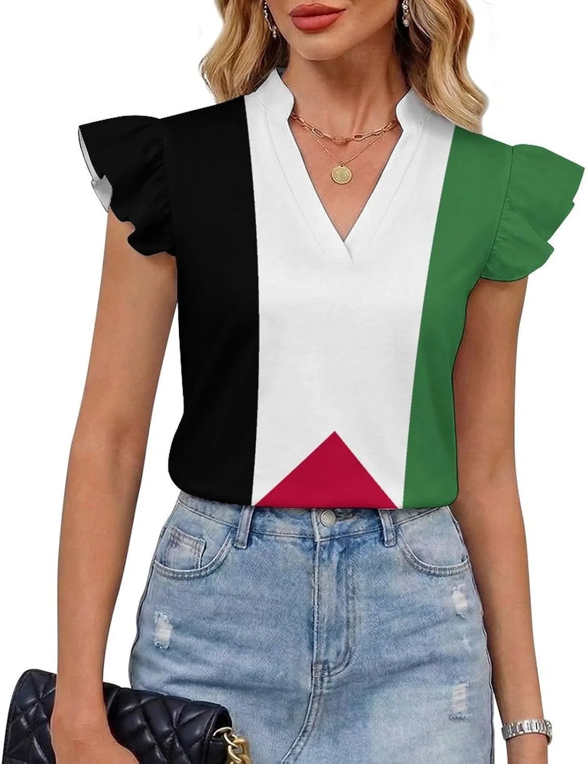Женский топ без рукавов Palestine Flag, полиэстер, White-7