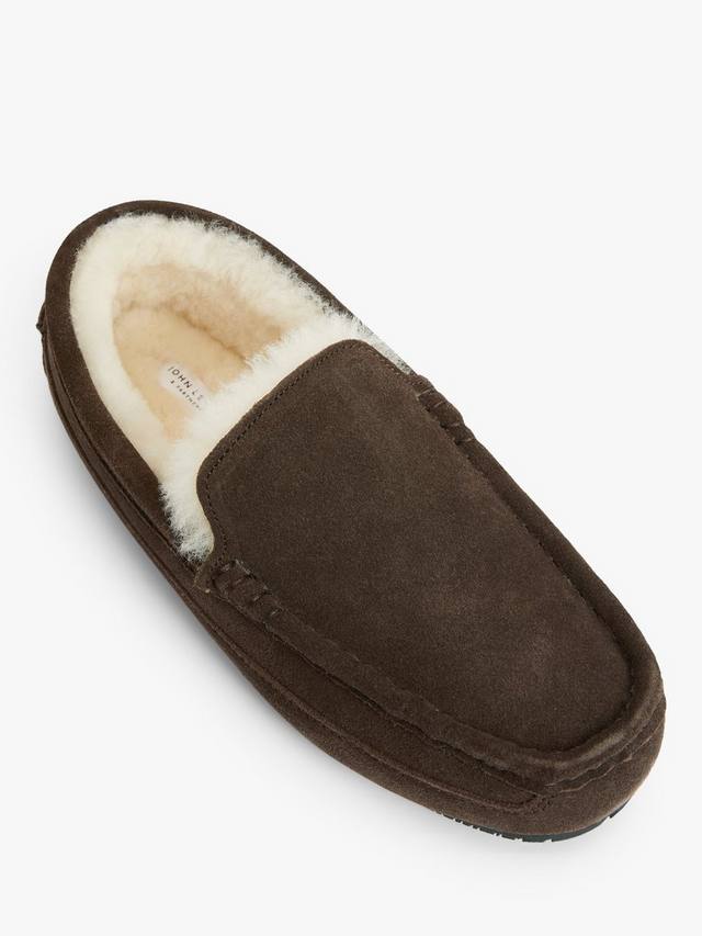 Мокасины из овчины замшевые домашние тапочки John Lewis, Chocolate — фото 4