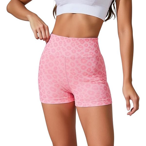 

Женские велосипедные шорты с леопардовым принтом, бесшовные, с высокой талией Anna-Kaci, Pink