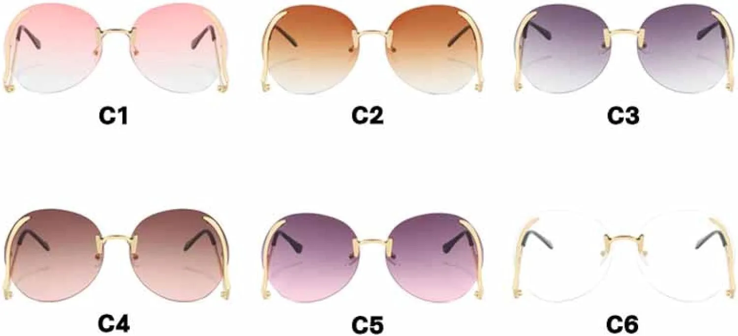 

Градиентные разноцветные солнцезащитные очки большого размера для женщин, без оправы, прозрачные, с защитой от УФ-излучения UV400 TKKTLLT, Gradient Coffee