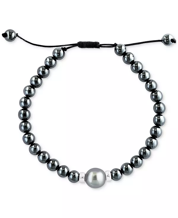 

Мужской браслет Effy с черным таитянским жемчугом (10 мм) и гематитовыми бусинами в стиле боло из стерлингового серебра Effy Collection, silver