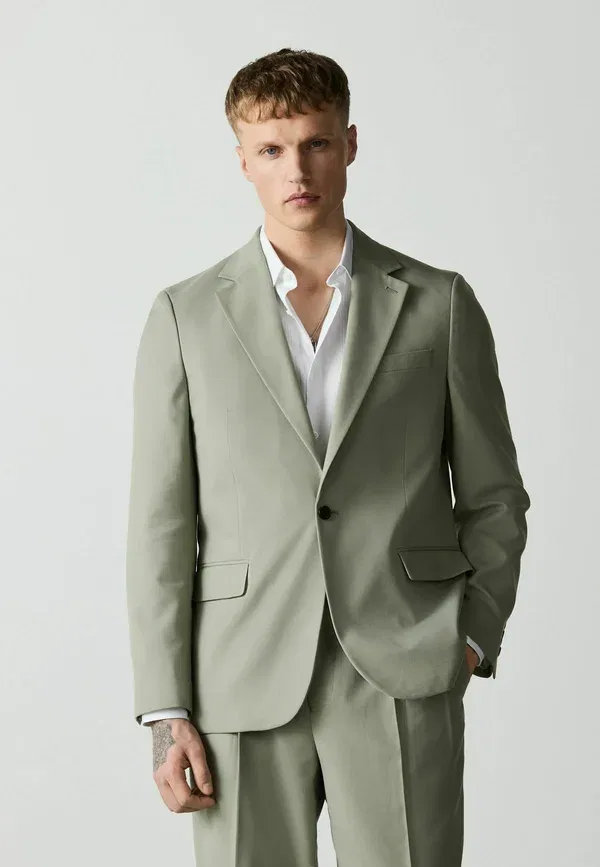 Пиджак Next, Regular fit loose fit textured suit jacket, цвет шалфейно-зеленый