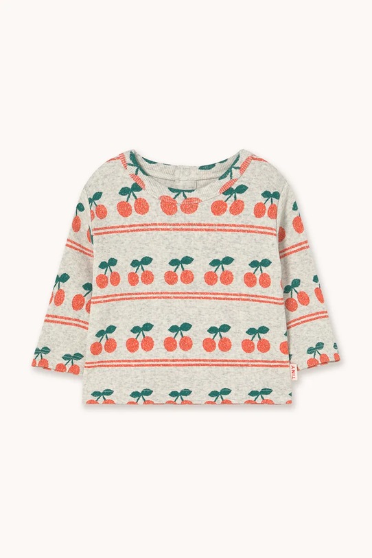 

Детская хлопковая футболка с длинным рукавом CHERRY PATTERN RIB BABY TEE Tinycottons, белый