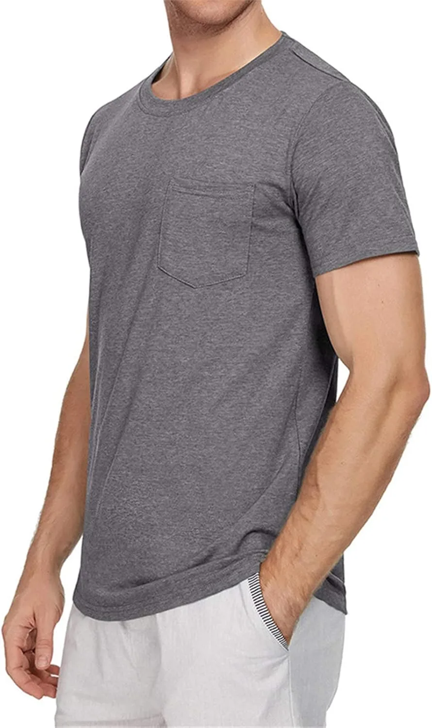 Мужская футболка с карманом Relaxed Pocket Pullover Tee, короткий рукав, круглый вырез, хлопок, винтаж — фото 2