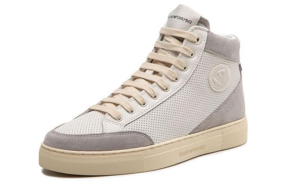 

Кроссовки EMPORIO ARMANI Skateboarding Shoes Men High-top Brown, белый/серый