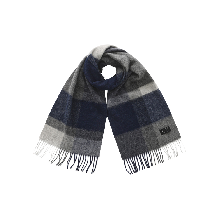 

ELLE Вязаный шарф женский, Navy Blue Plaid (180*30CM)