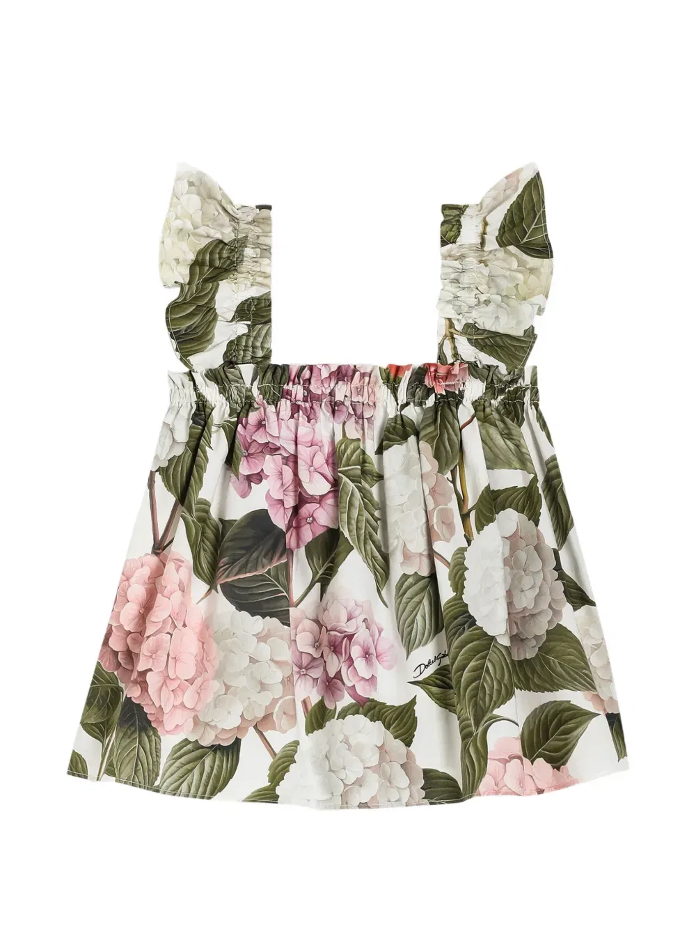 Топ с оборками и цветочным принтом Dolce & Gabbana Kids, белый