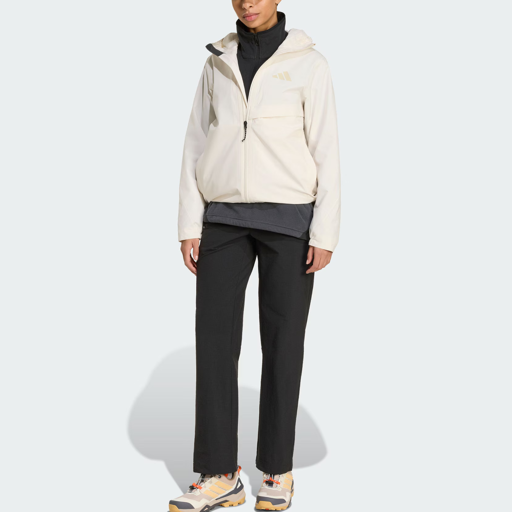 Ветровка Terrex Hiking Waterproof, Windproof, And Abrasion Resistant женская Adidas, розовый белый — фото 3