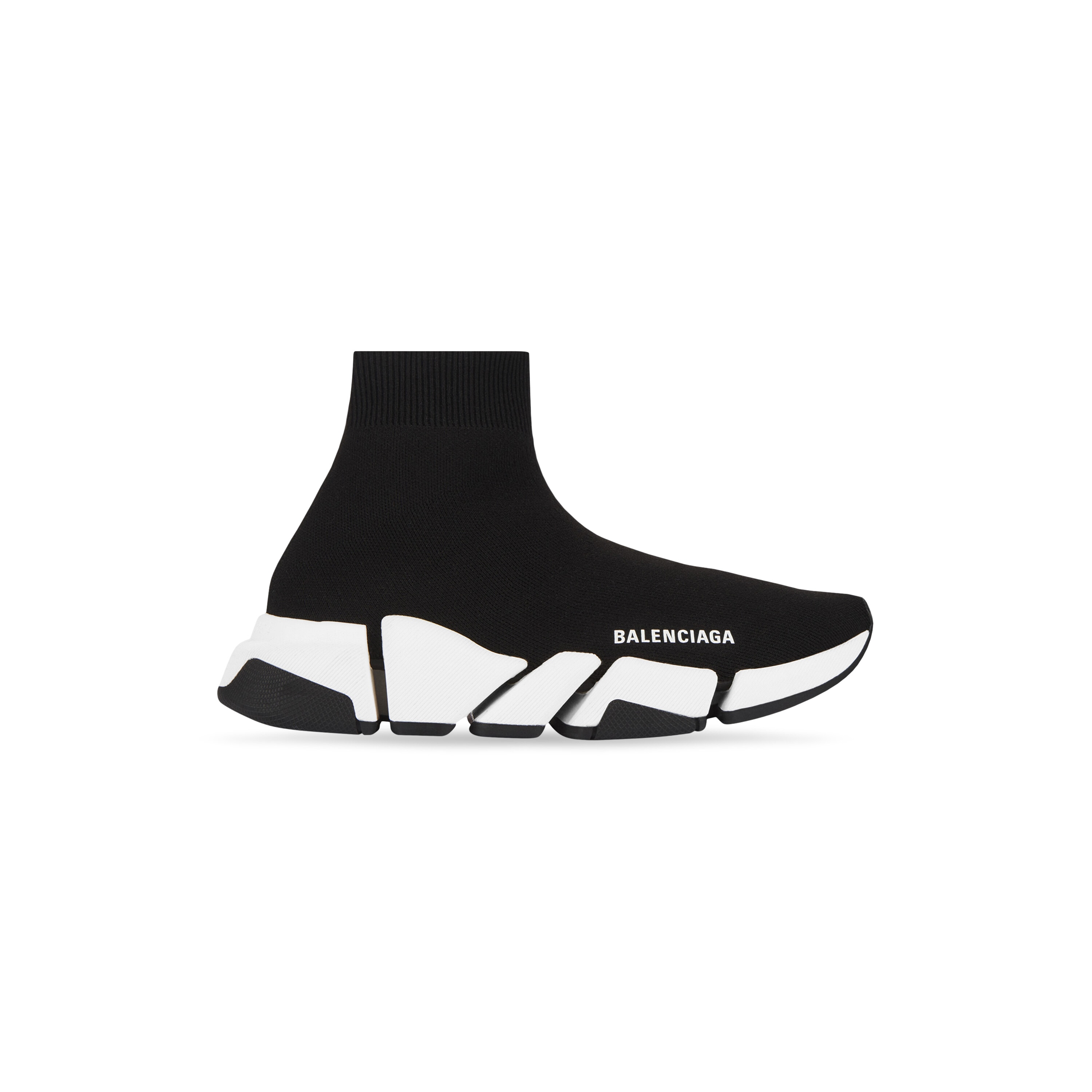 Кроссовки Speed 2.0 из переработанного трикотажа с двухцветной подошвой BALENCIAGA, черный/белый