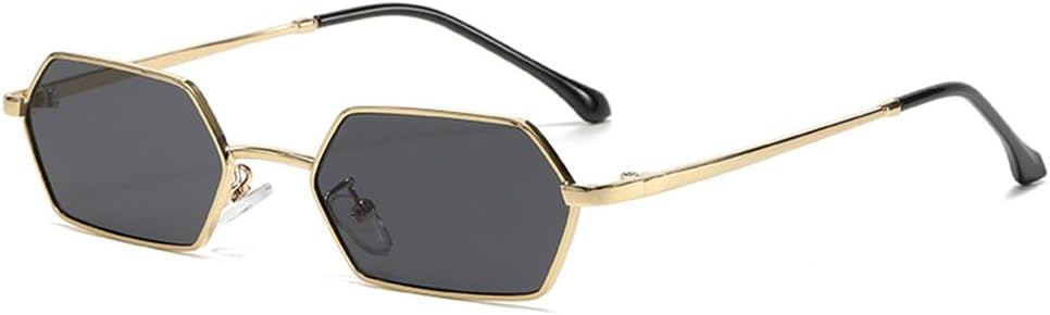 

Солнцезащитные очки UV400 с металлическим корпусом в стиле панк, маленькая оправа, для женщин и мужчин, для бега и занятий спортом на открытом воздухе UYPTK, Gold Black