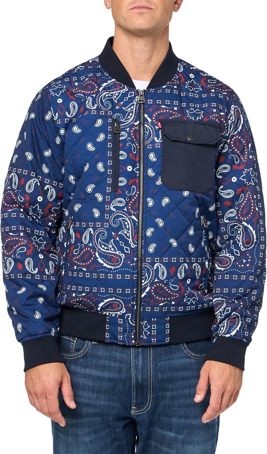 

Мужская куртка-бомбер Levi's с ромбовидной стежкой, Blue Bandana