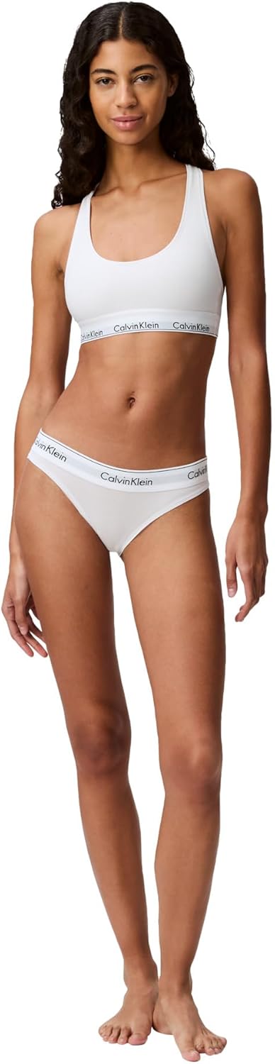 Женские современные трусики-бикини Calvin Klein из хлопка и стретч-хлопка, White — фото 3