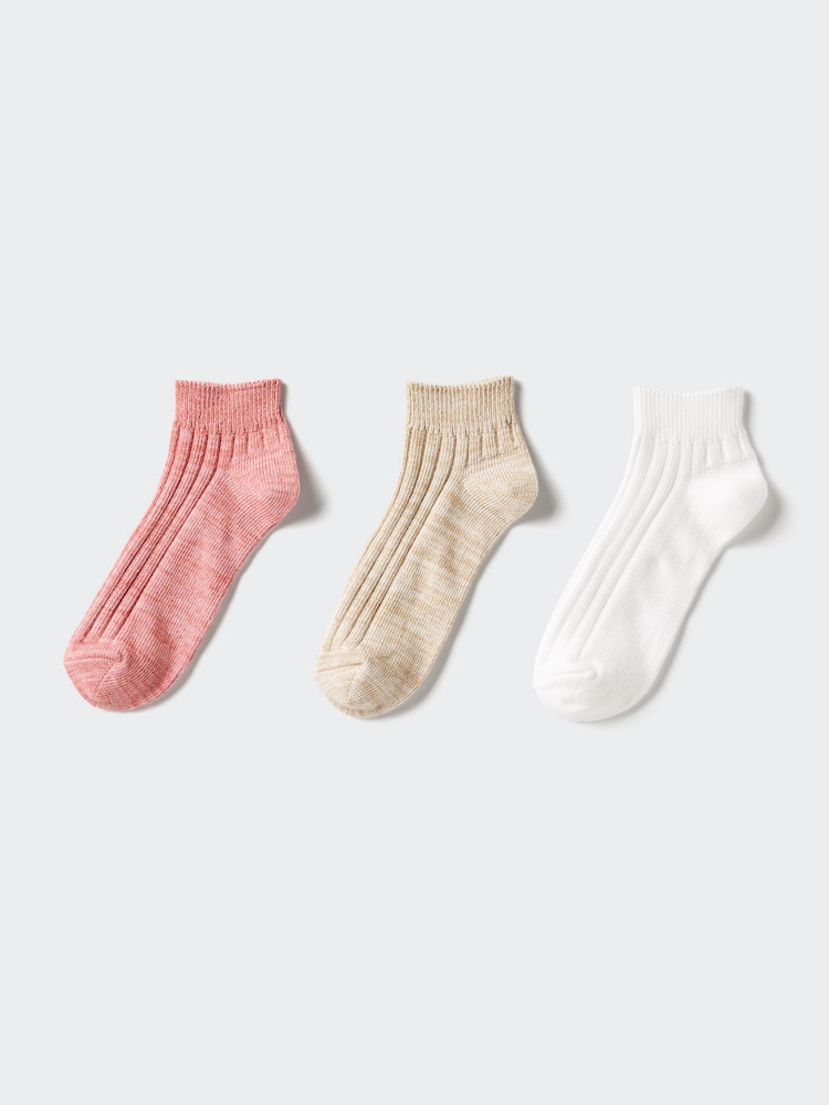 

Короткие носки смесовая пряжа, 3 пары Uniqlo, цвет 12 розовый