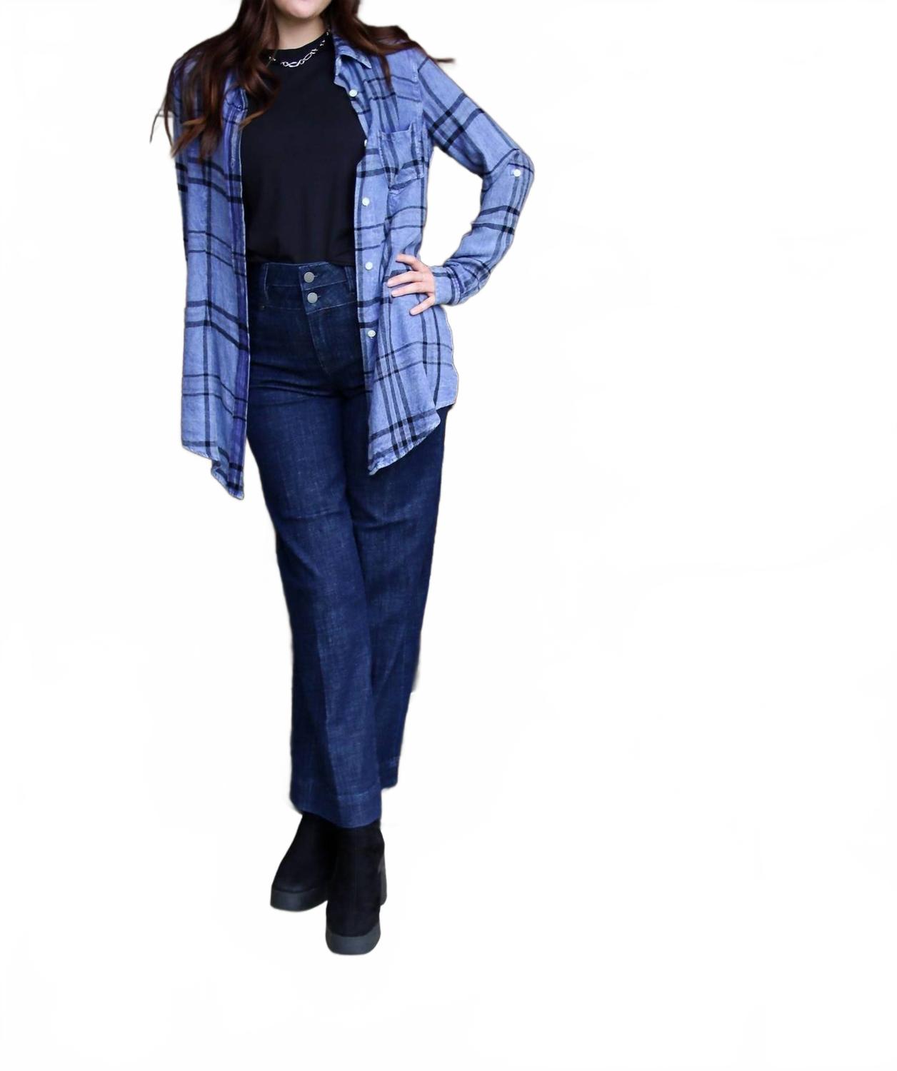 

Фланелевый топ с нашивкой на пуговицах и птицей, синий The Nu Vintage, синий