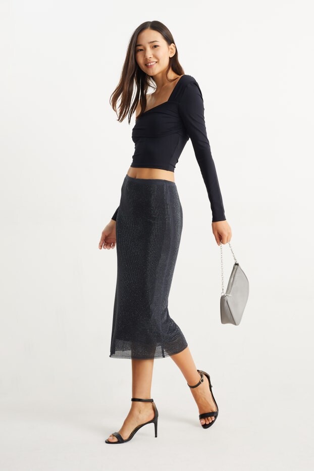 

Юбка со стразами Clockhouse, серый