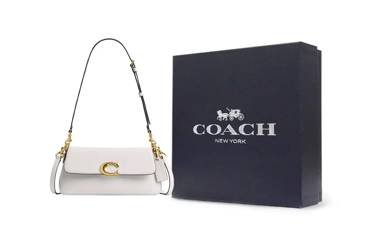 

COACH Кожаная портативная сумка через плечо среднего размера женская белая