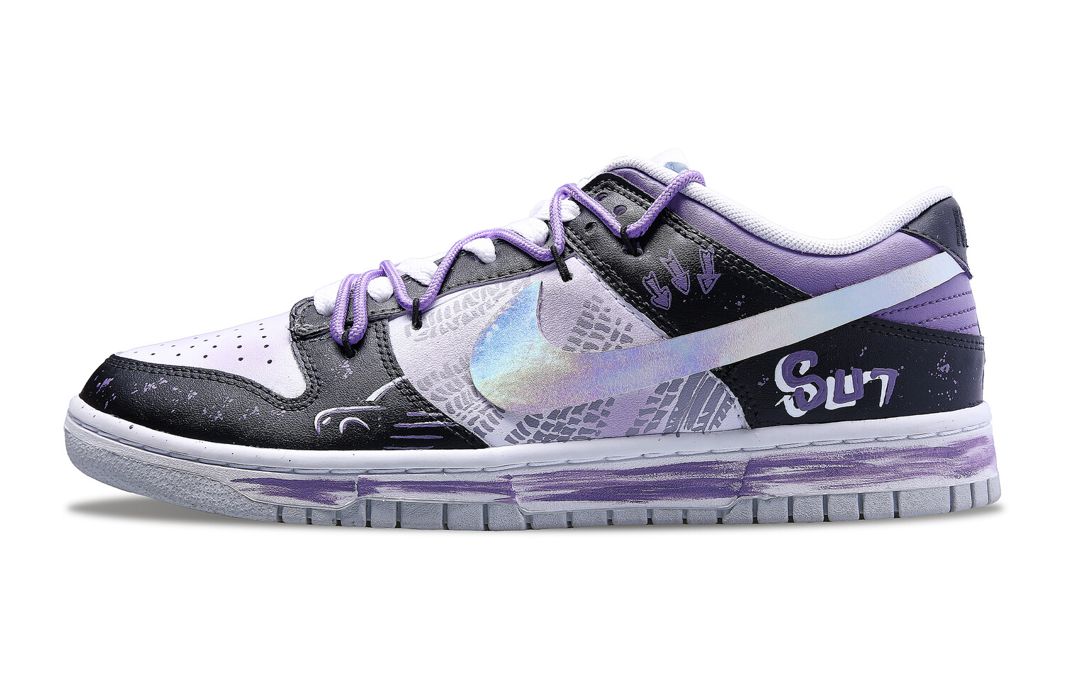 

Кроссовки Nike Dunk Skateboarding Shoes Men Low-top Black, фиолетовый