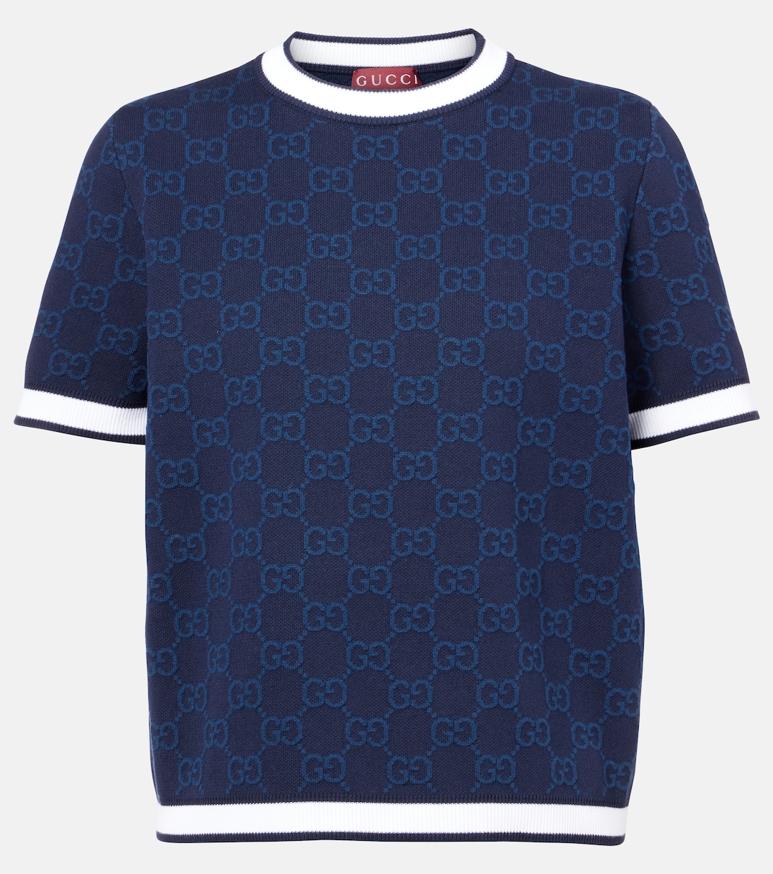 

GG хлопковый жаккардовый топ Gucci, Navy/White