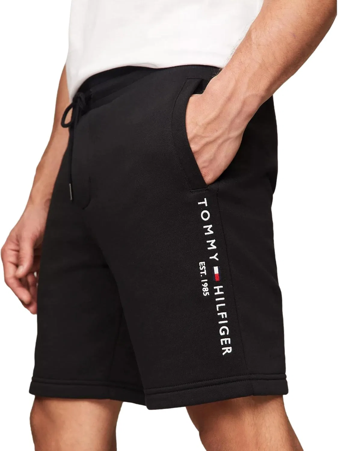 Шорты-свитшот Tommy Hilfiger с вышитым логотипом Tommy, черный — фото 3