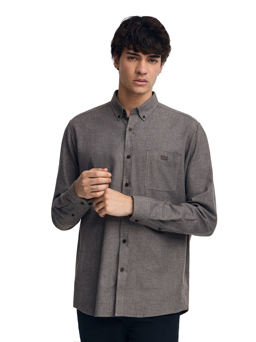 

Рубашка на пуговицах классического кроя Polo Club, коричневый