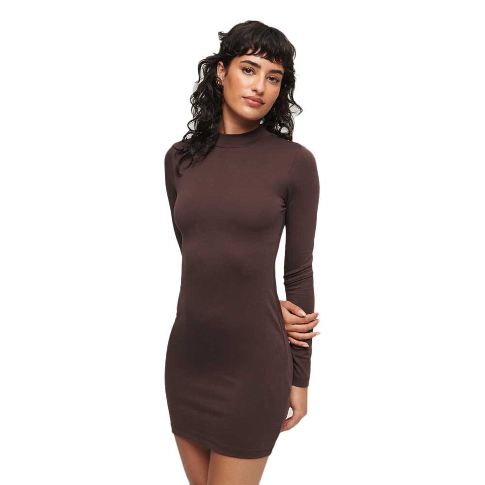 

Короткое платье Superdry Mock Neck Jersey Long Sleeve, коричневый