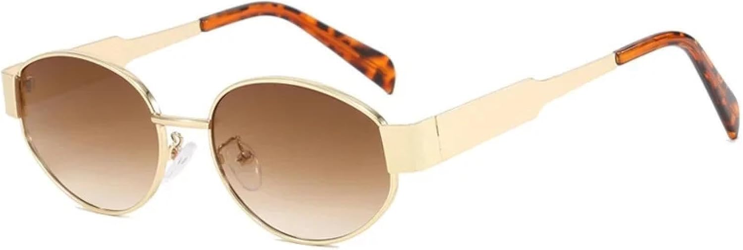 

Солнцезащитные очки с защитой от УФ-излучения UV400 | Овальная металлическая оправа | Для женщин и мужчин | Для занятий спортом на открытом воздухе и вождения DSVIGF, Gold Tea