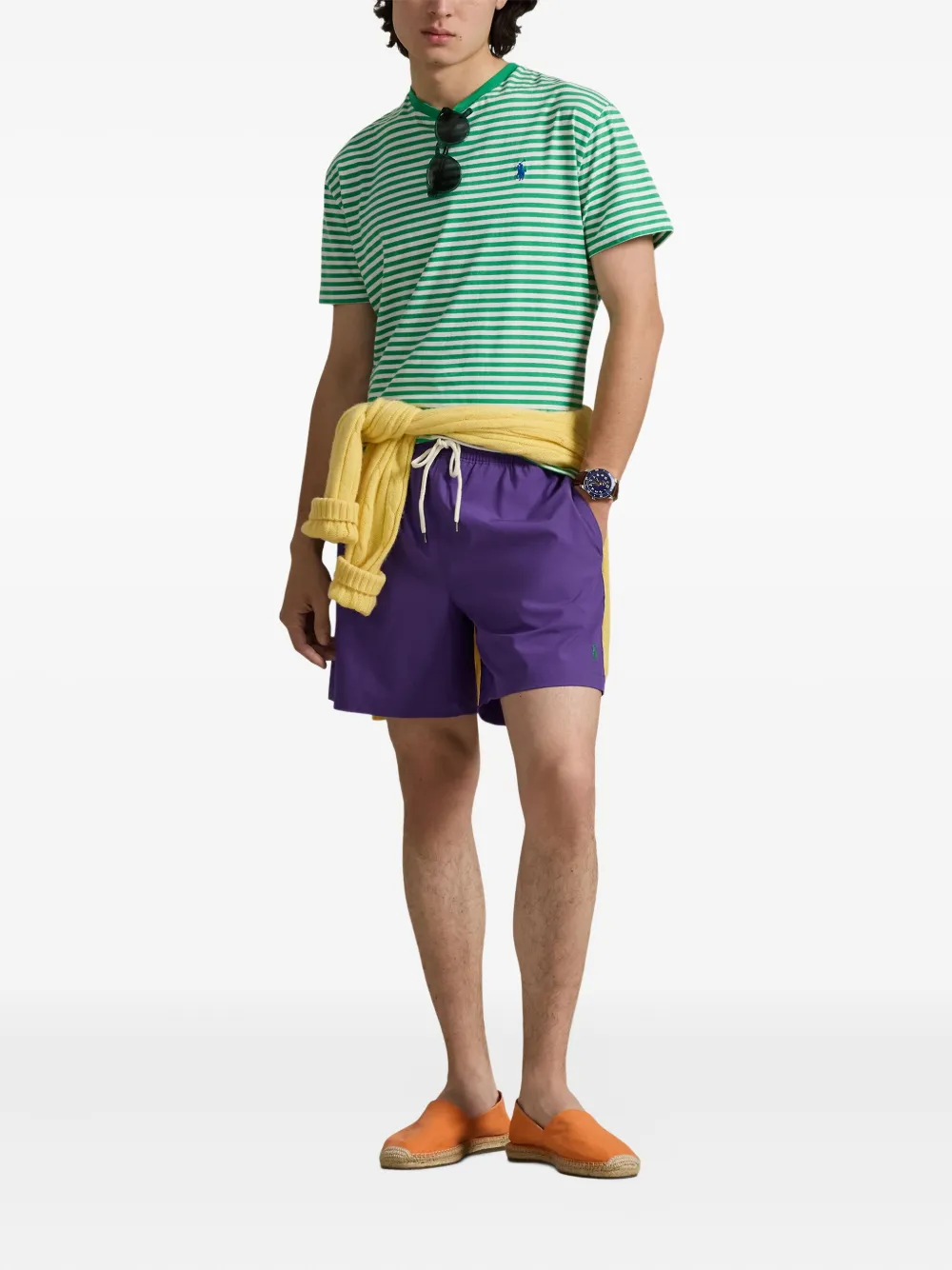 Плавки--шорты с кулиской и вышивкой Polo Ralph Lauren, фиолетовый — фото 2