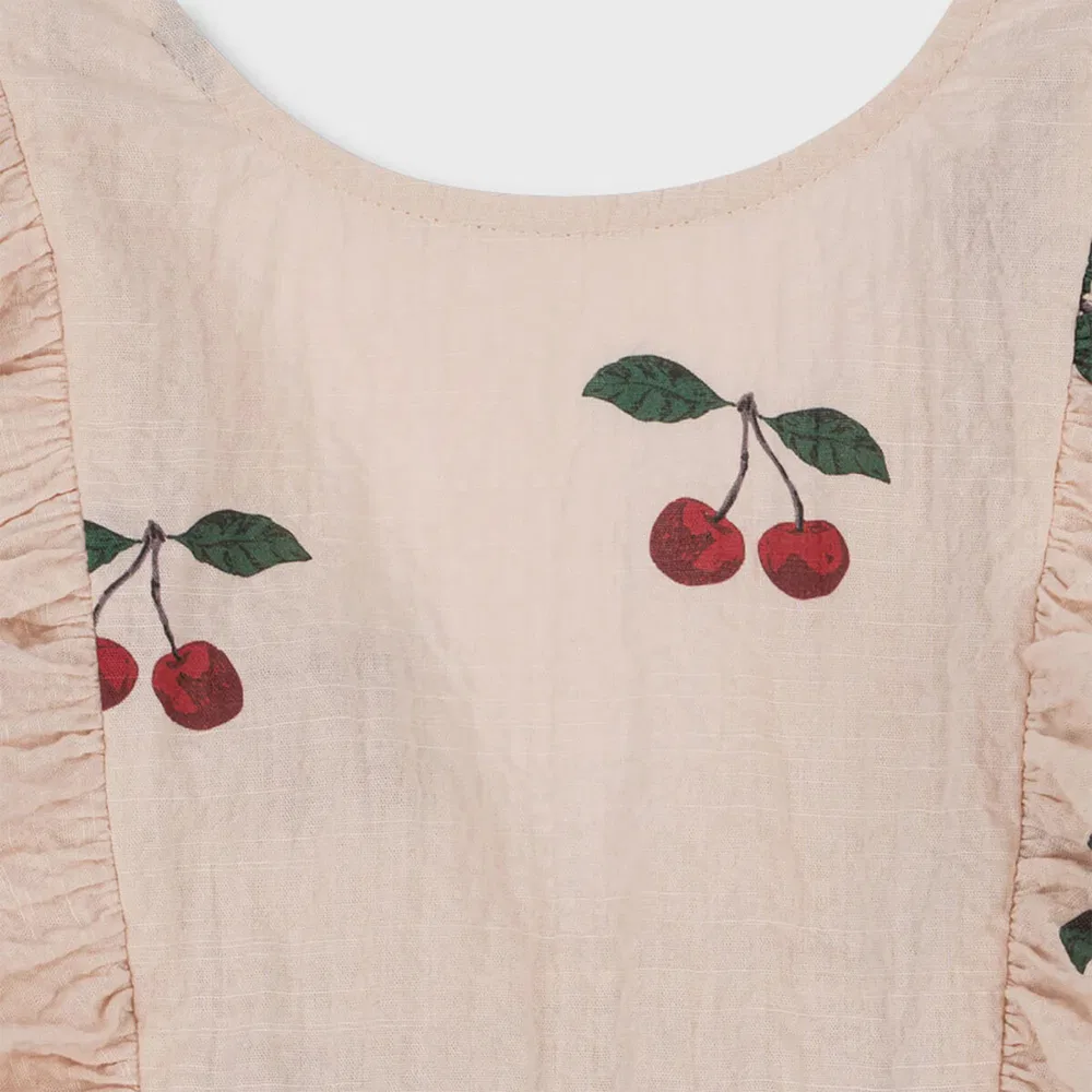 Детское платье с вишнёвым принтом и V-образным вырезом на спине Cerise Pink от Konges Sloejd — фото 3