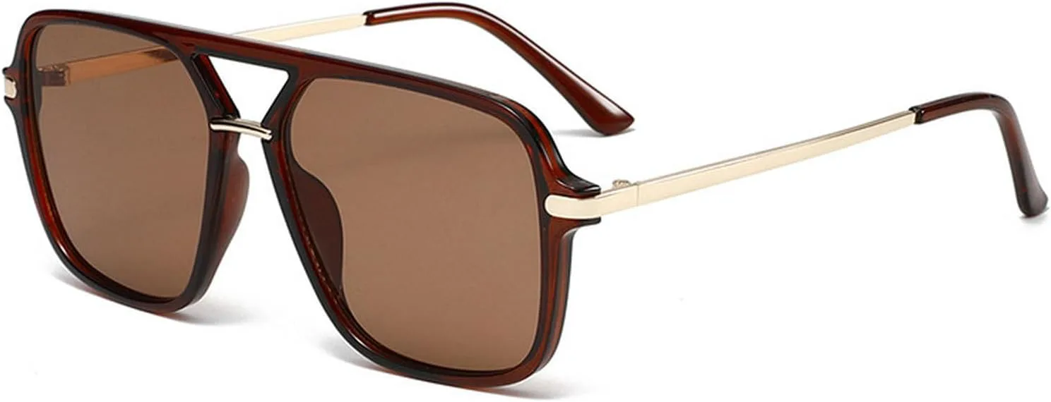 

Модные солнцезащитные очки-пилот большого размера для женщин и мужчин, ретро-очки квадратной формы, винтажные солнцезащитные очки для женщин mincl, Brown