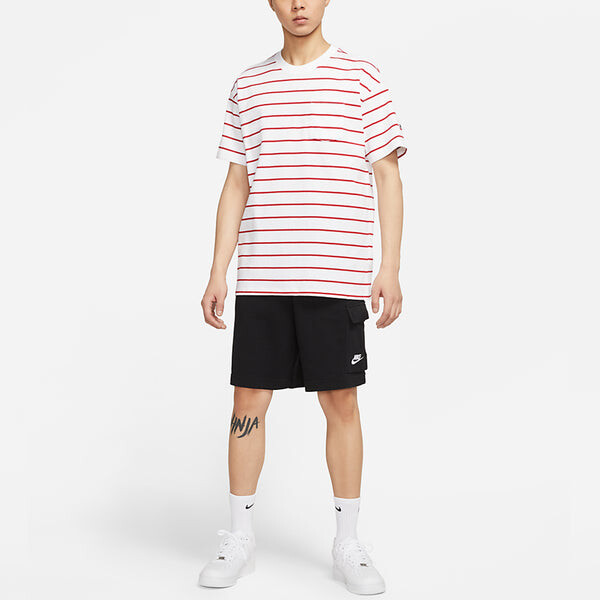 Футболка sportswear sports breathable stripe short sleeve white Nike, белый — фото 3