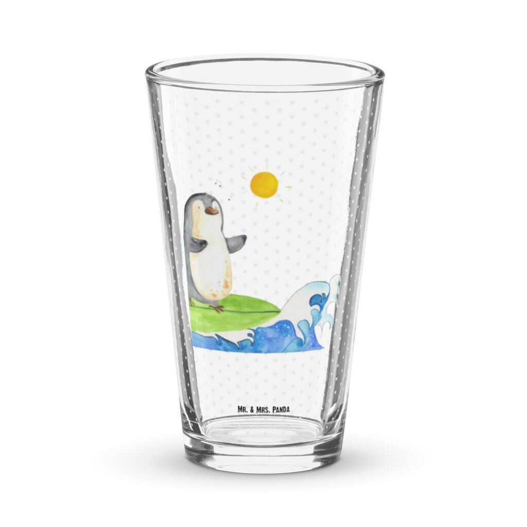 

Питьевой стакан Mr. & Mrs. Panda Premium Penguin Surfer - Прозрачный - Подарок, Бокал для коктейля, Португалия, Стакан для воды, Riding Waves, Волны, Пинтовый стакан, Бокал для пива, белый