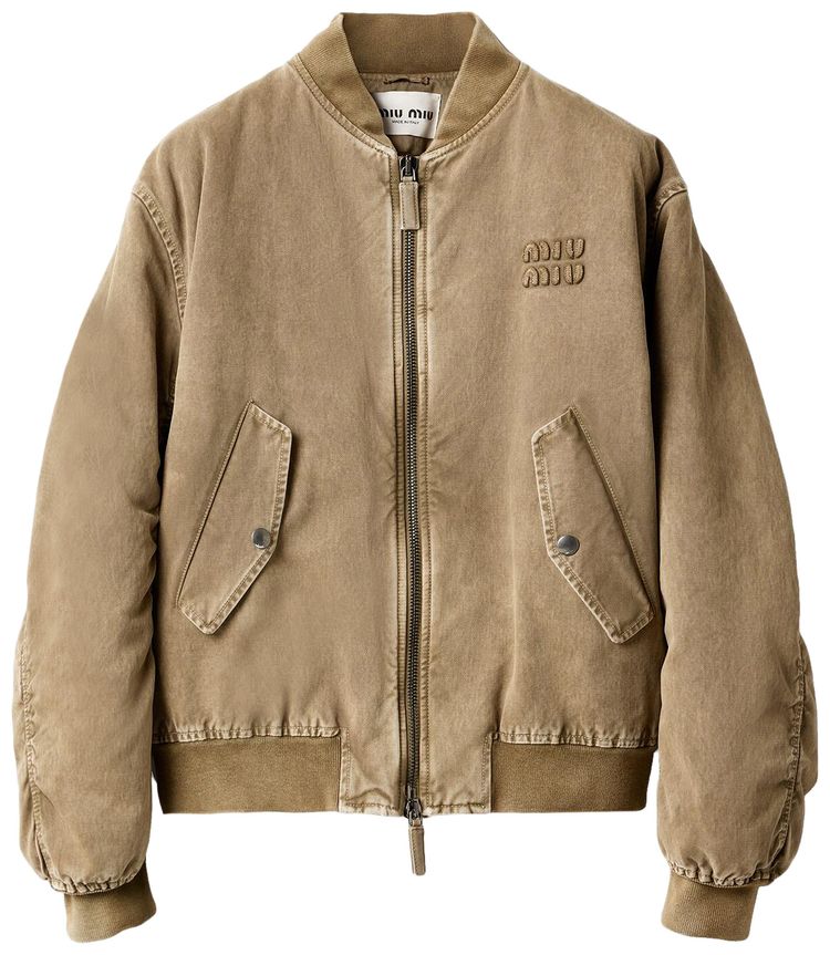 

Куртка Miu Miu Gabardine Bomber Jacket 'Tundra', коричневый