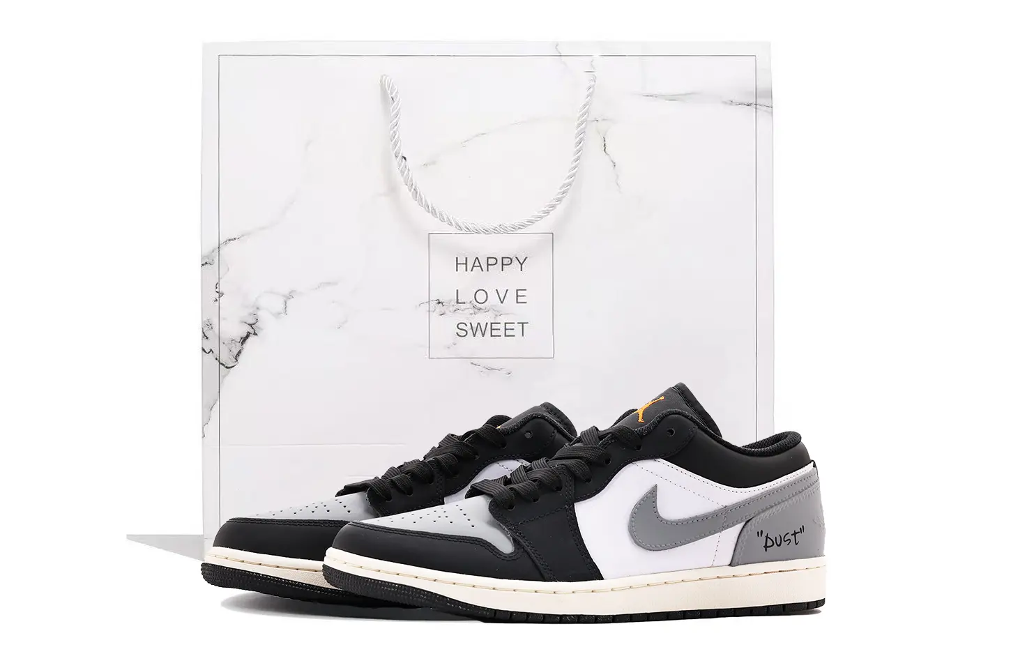 

Jordan Кроссовки Air 1 с кожаной амортизацией, износостойкие, низкие, винтажные, баскетбольные, унисекс, черный и серый