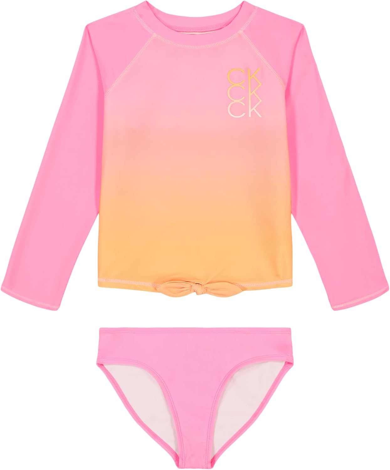 

Комплект из двух частей купальника Calvin Klein для девочек с защитой от солнца UPF 50+, Pink Frosting Ombre