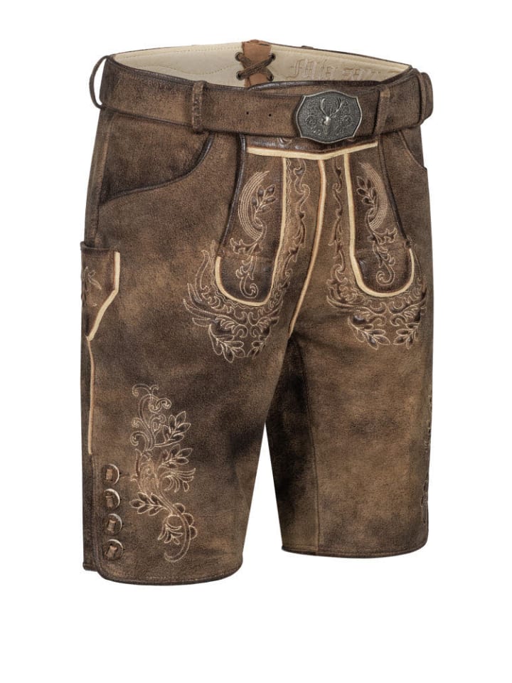 

Короткие кожаные брюки Heinz коричневого цвета Nübler