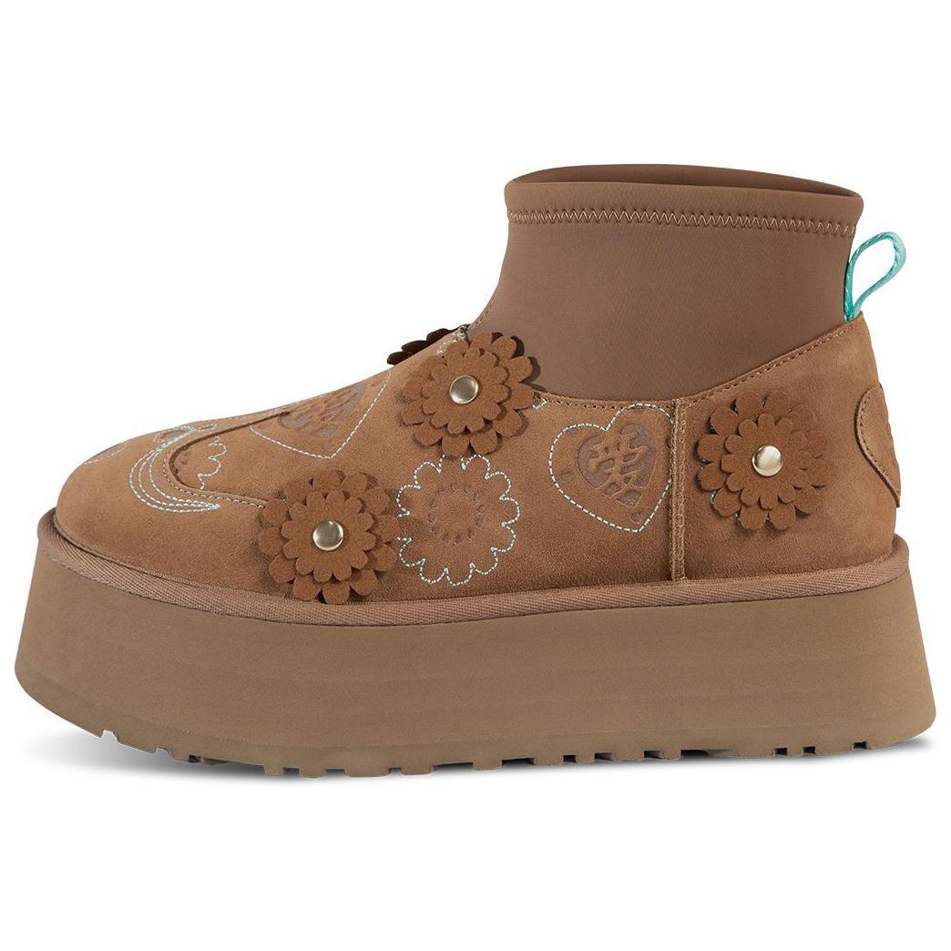 Ботинки короткие UGG с декором, коричневый