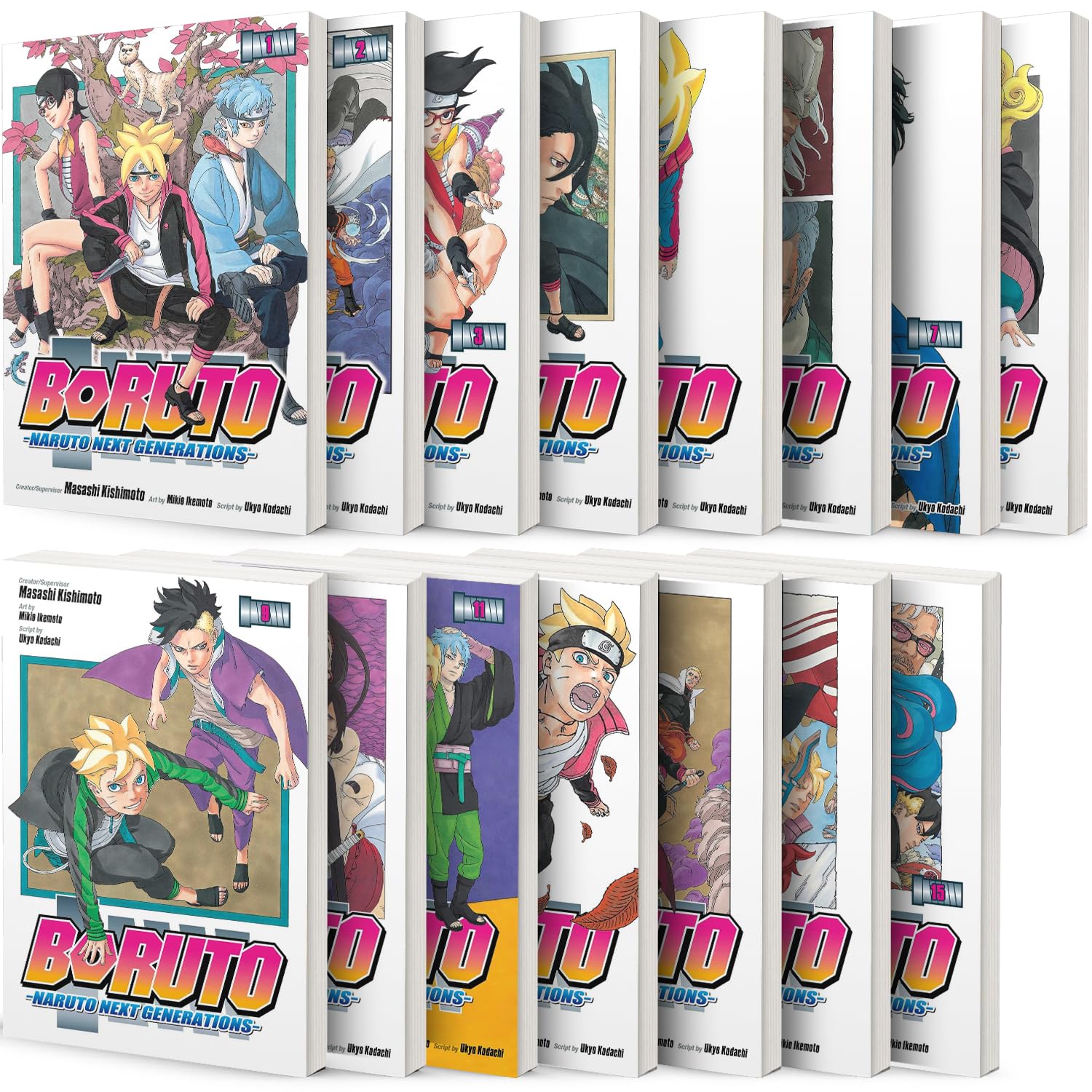 

Boruto: Naruto Next Generations Series, Set of 15 Books (Vol. 1 - Vol. 15) by Ukyo Kodachi (VIZ Media LLC)