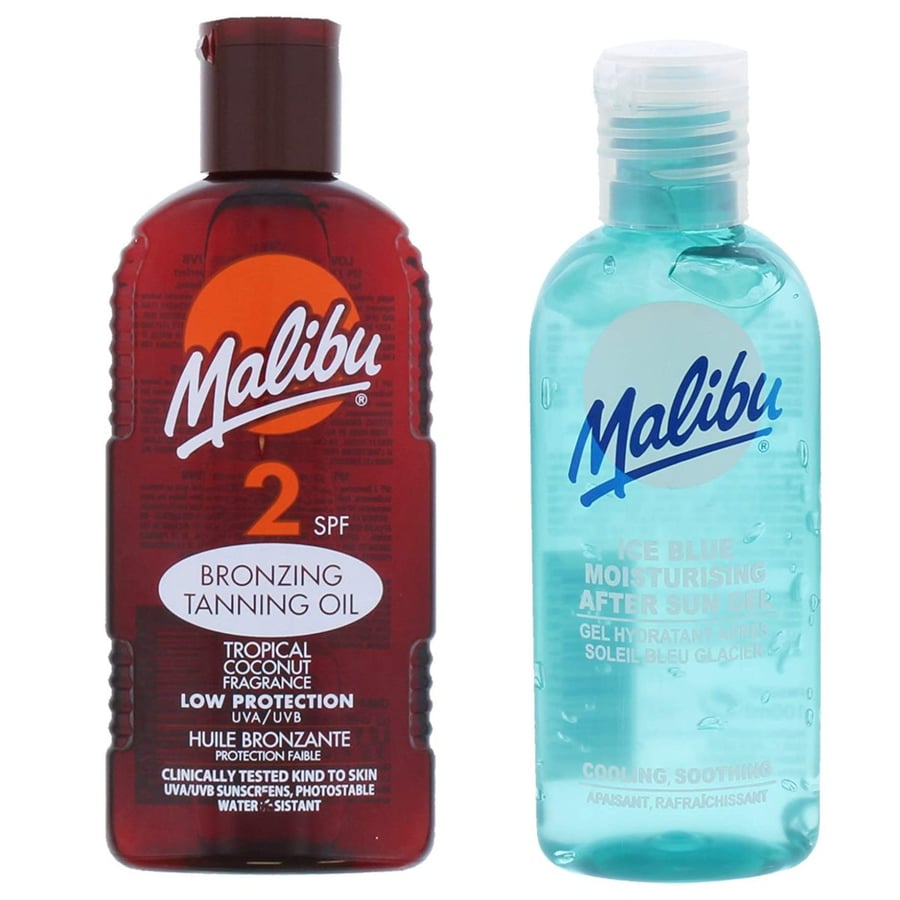 

Солнцезащитное масло Malibu SPF2 200 мл + Гель после загара 100 мл
