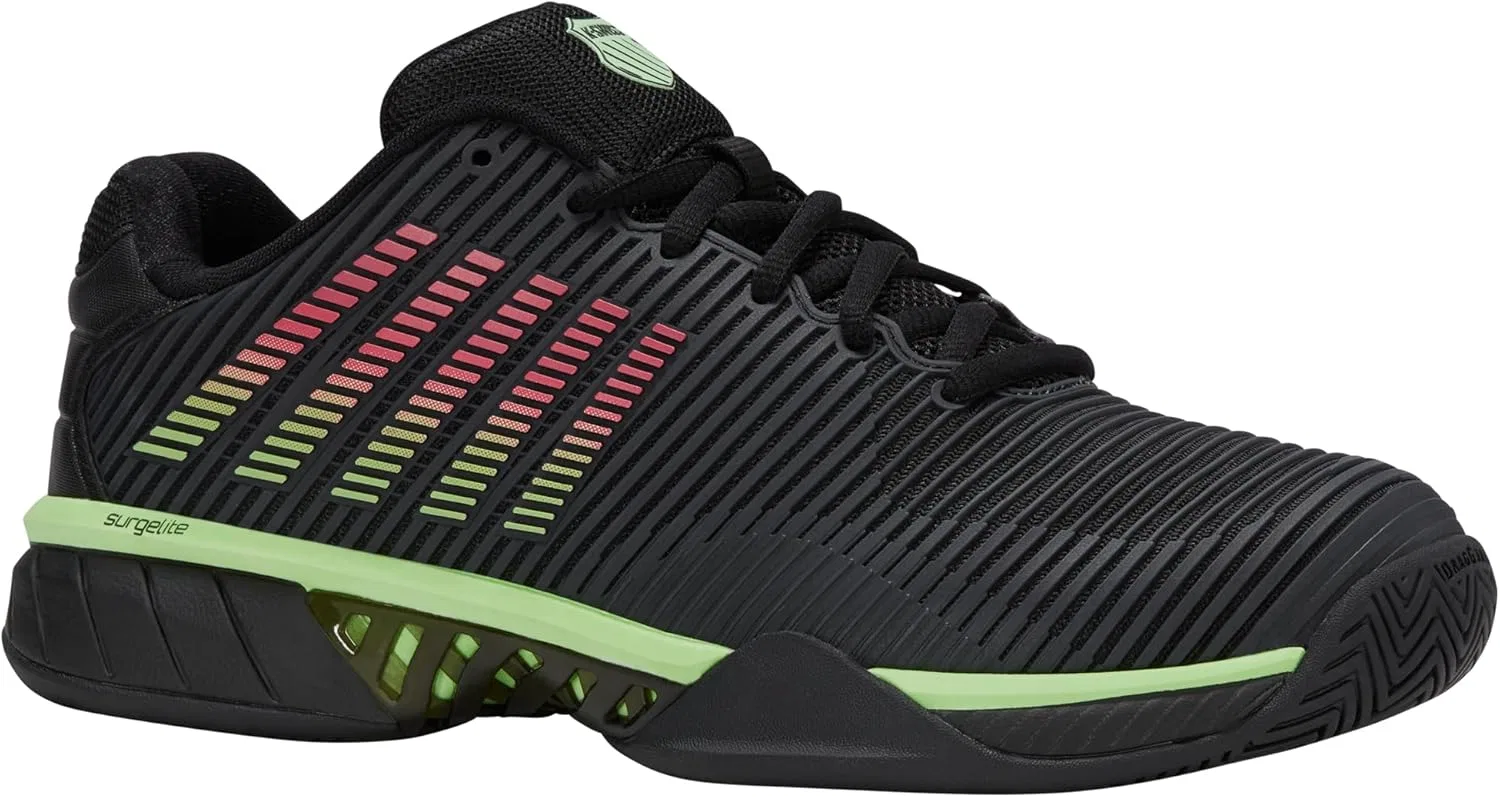 Кроссовки теннисные K-Swiss Hypercourt Express 2, черный/черно-зеленый/неоново-лавовый — фото 2
