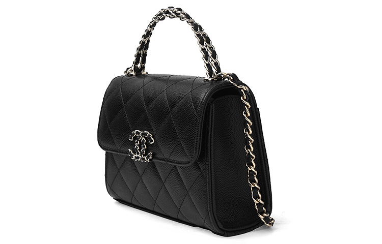 CHANEL Сумка через плечо из зерненой кожи коровы с клапаном, черная, модель Women's Black — фото 2