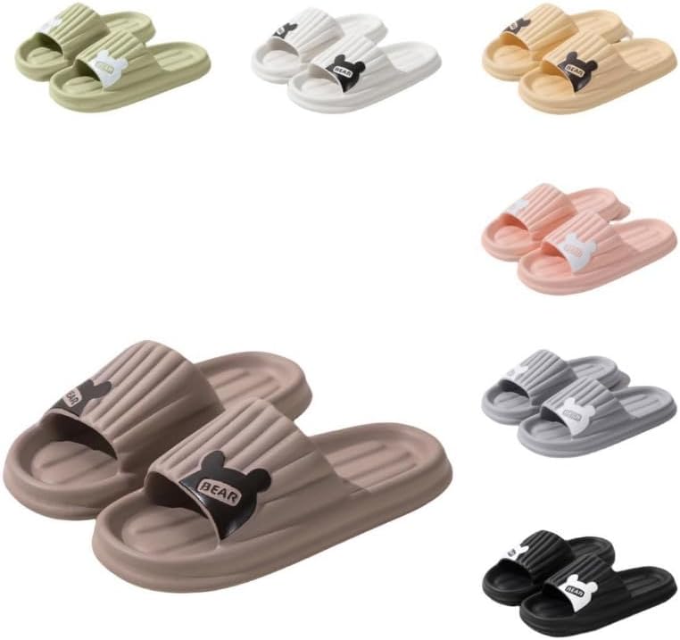 

Милые тапочки с медведем для женщин и мужчин, комфортные облачные слайдеры для дома и улицы, креативный дизайн, толстая подошва, мягкий отскок Albiva, Sand Color