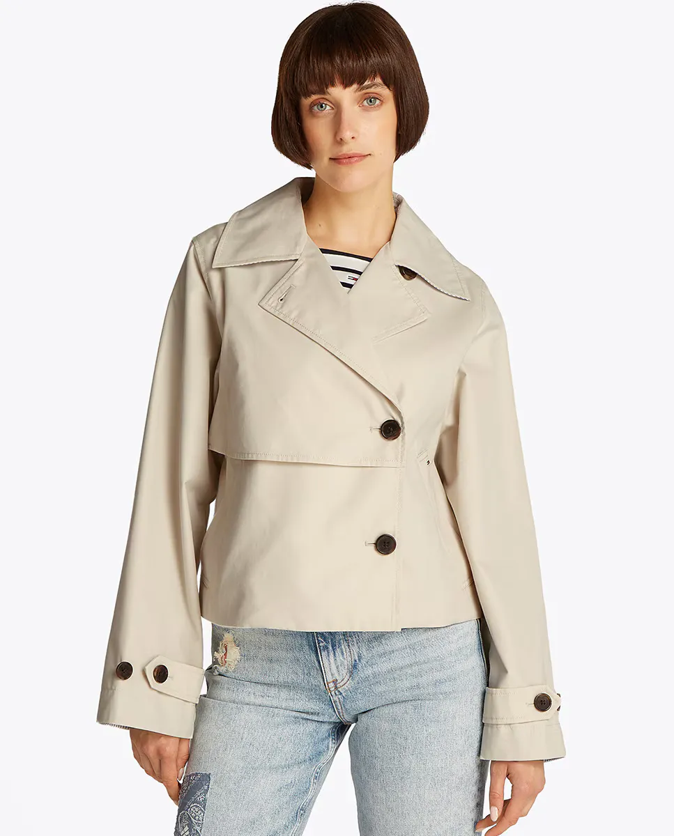 

Женский короткий двубортный тренч Tommy Jeans, цвет Crema