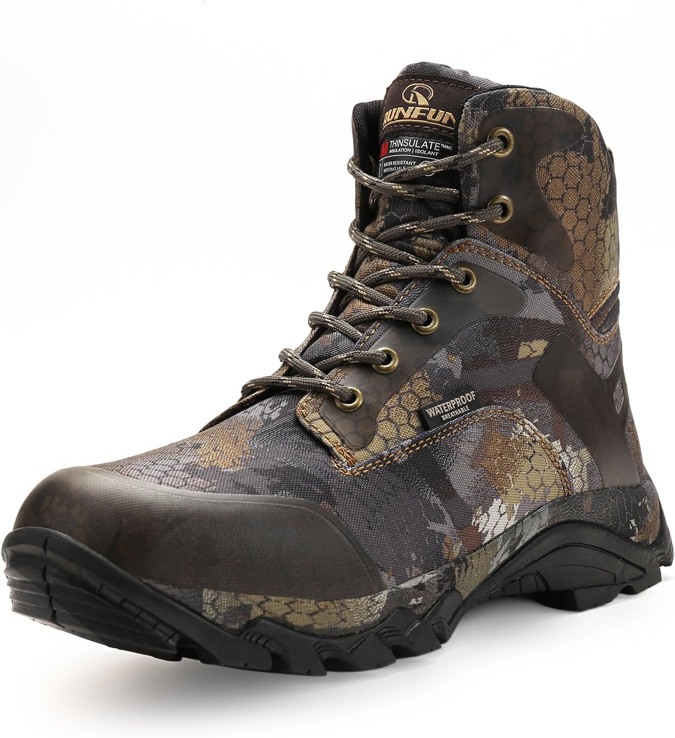 

Мужские водонепроницаемые тактические ботинки с стальной вставкой, 15 см удобные утепленные охотничьи ботинки R Runfun, Camo