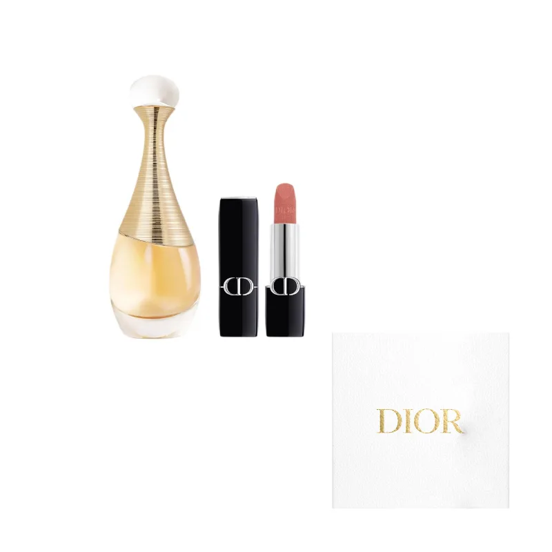 DIOR Парфюмерный набор True Me Classic Rich Scent с ароматом цветов, туалетная вода EDP, Two-Piece Set: 50ml Perfume+Lipstick #100 3.5g