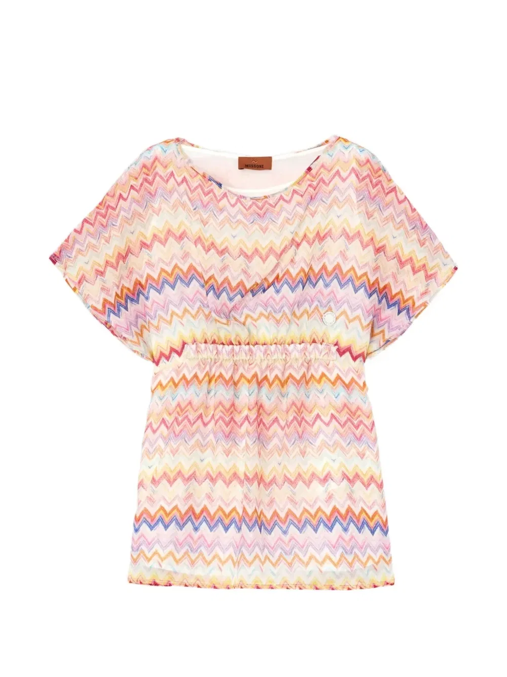 Платье с принтом зигзаг и эластичной талией Missoni Kids, розовый