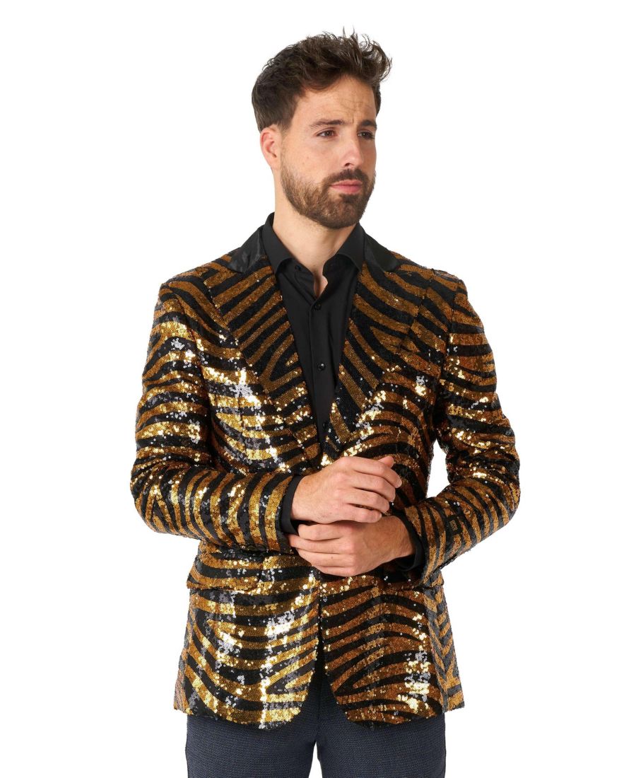 

Мужские праздничные пиджаки - пиджаки с тематическим принтом OppoSuits, Gold