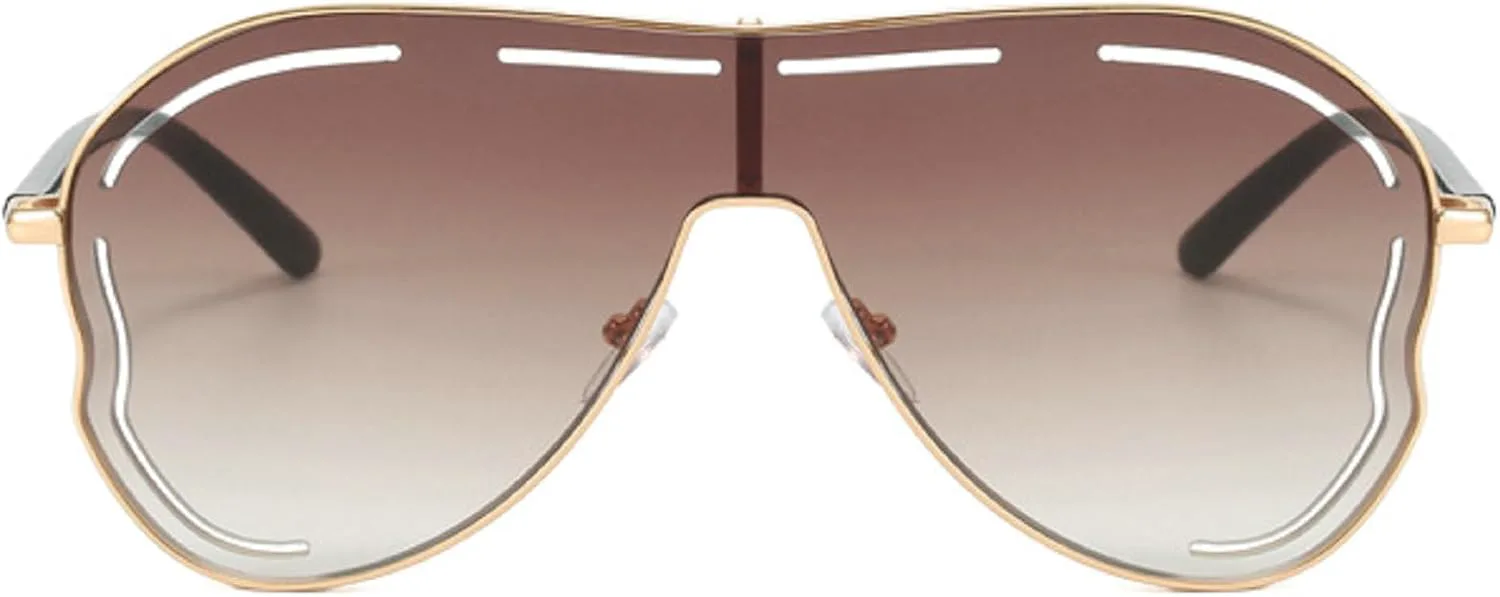 

Крупные цельнолитые солнцезащитные очки для женщин в большой оправе, модель 2024 года, роскошные солнцезащитные очки особой формы для женщин mincl, Brown