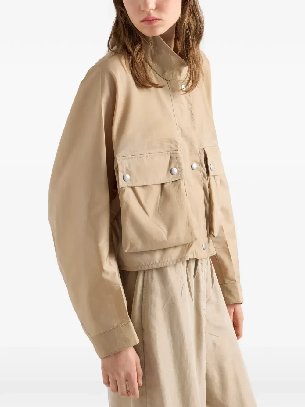 Куртка из мытого Re-Nylon Prada, бежевый — фото 4